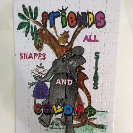 Colorful illustration of animals promoting friendship and love.