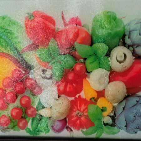 Large Glass Non-Skid Cutting Board with Vegetable Graphic