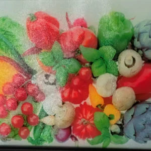 Large Glass Non-Skid Cutting Board with Vegetable Graphic